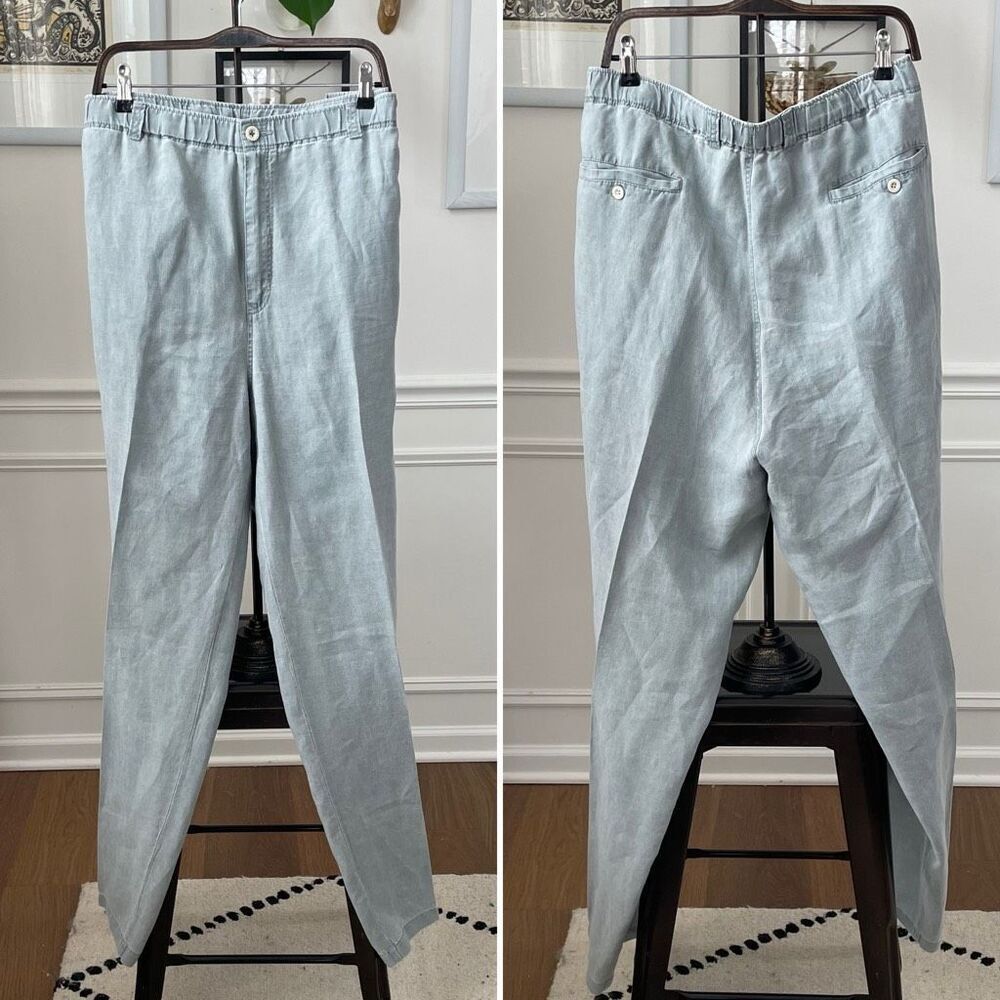 Tommy Bahama Relax Linen Trousers Pants Flat Front 2XB 48 Sage Green